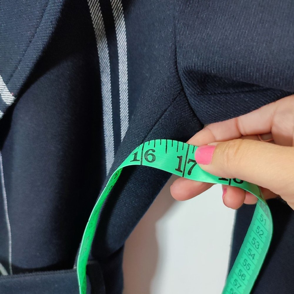 Club Monaco plaid coat dark blue white lines - Picture 13 of 13